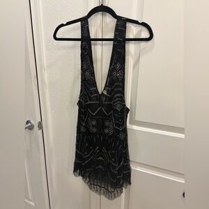 Free People Black Beaded Midi Dress